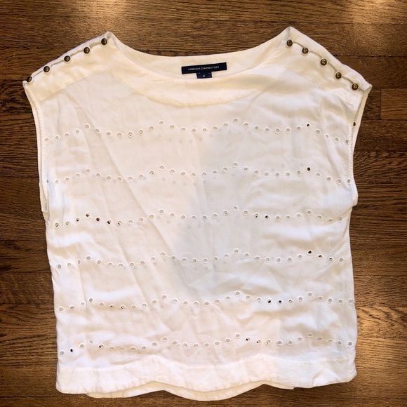 French Connection Tops - French Connection Cream Perforated Top